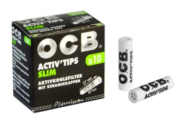 1x OCB Activ Tips Slim Aktivkohlefilter ø7mm 10er Schachtel